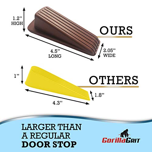 Rubber Door Stoppers - Door Stop Wedge, Large Heavy Duty Flexible Door Holder - Brown 4 Pack - Non Marking Anti Slip Jammer #TOP1