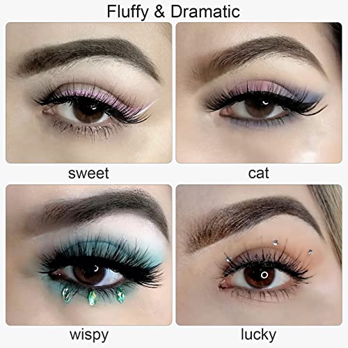 Obeya False Eyelashes 10 Pairs Different Style Strip Lashes Variety Pack 15Mm 16Mm 20Mm Long Fake Lashes 3D Fluffy Dramatic Faux Mink False Lashes Strip Handmade Reusable Makeup Fake Eyelashes Mixed Length #TOP5