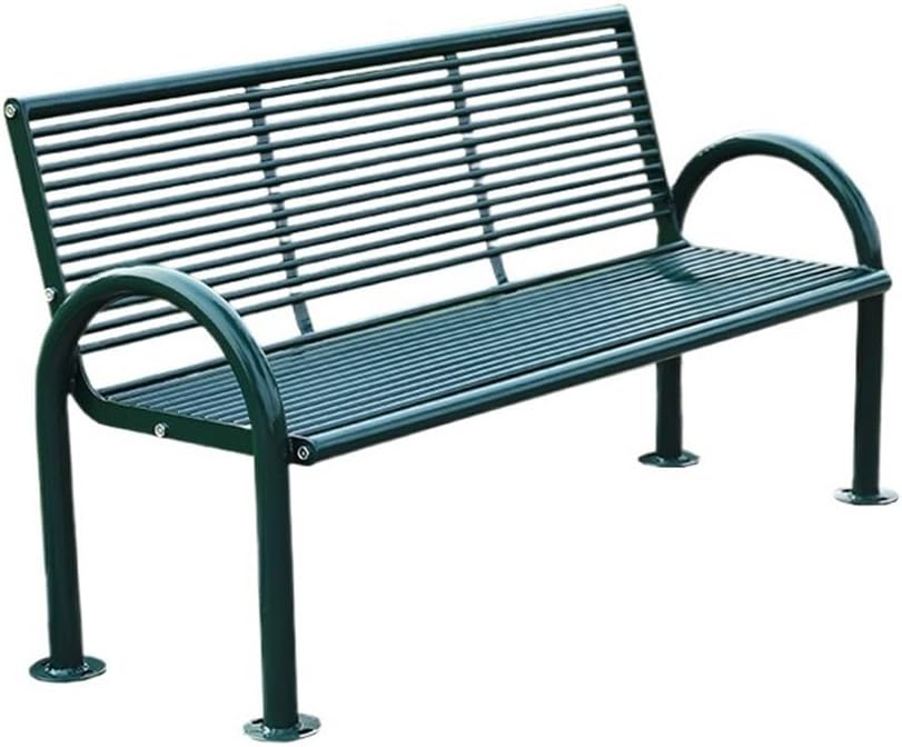 Outdoor Benches Galvanized Outdoor Bench with Backrest Multi-Person Park Bench Garden Bench(Green)
