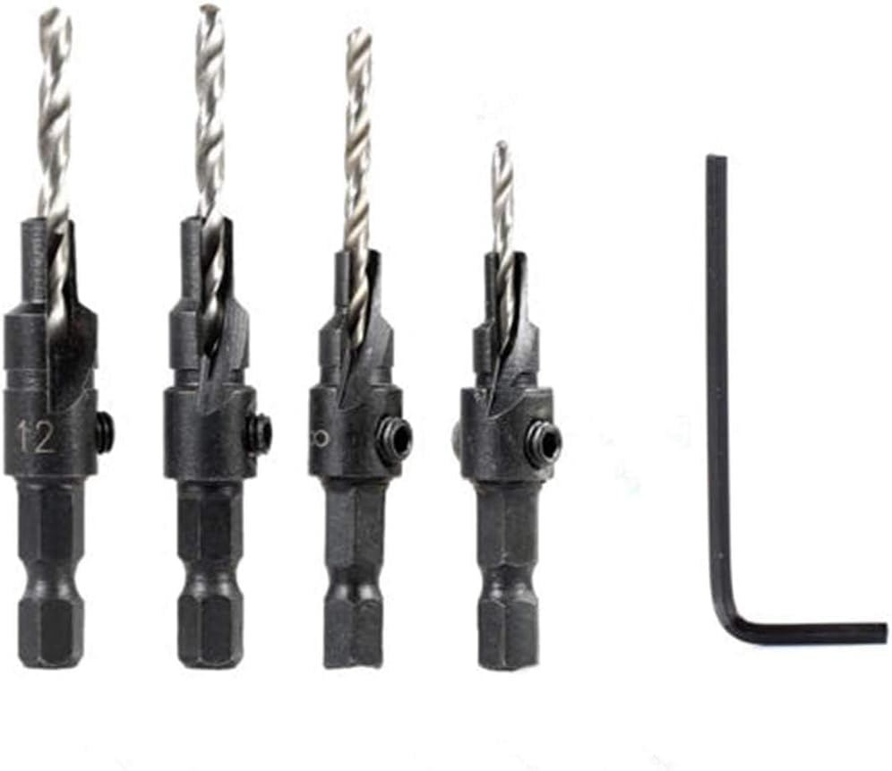 HSS Wood Countersink Drill Bit Set, Quick-Change Hex Shank Hole Cutter for Boring, Counterbore & Screw Chamfer Woodworking