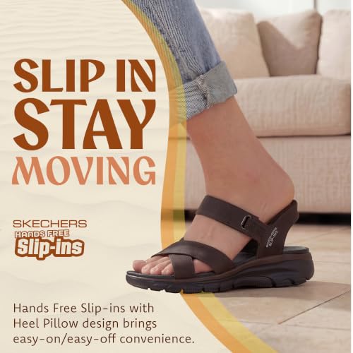 Image of Skechers Women's Easy Going - Somewhere Sunny | Hands Free Slip-Ins, Sandal, Relaxed Fit, Yoga Foam Cushioned Footbed, Heel Pillow, Vegan, Faux Leather Strappy Upper
