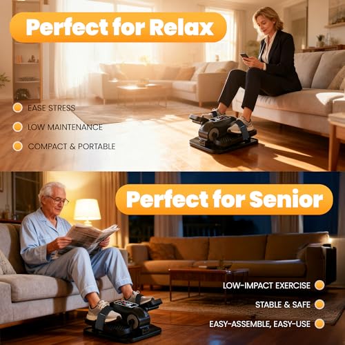 Image of Yagud Under Desk Elliptical Machine, Elliptical Leg Exerciser as Seen on TV for Senior with Remote Control, Portable Quiet Electric Seated Pedal and 12 Adjustable Speed, Black