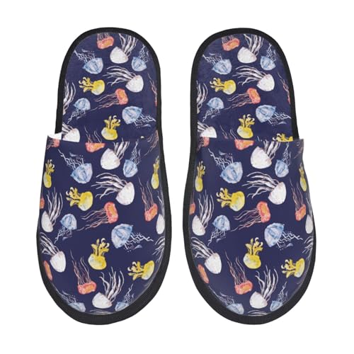 Colorful Jellyfish Print House Slippers For Women And Men,Soft Slippers With Memory Foam,Non-Slip Indoor Home Shoes