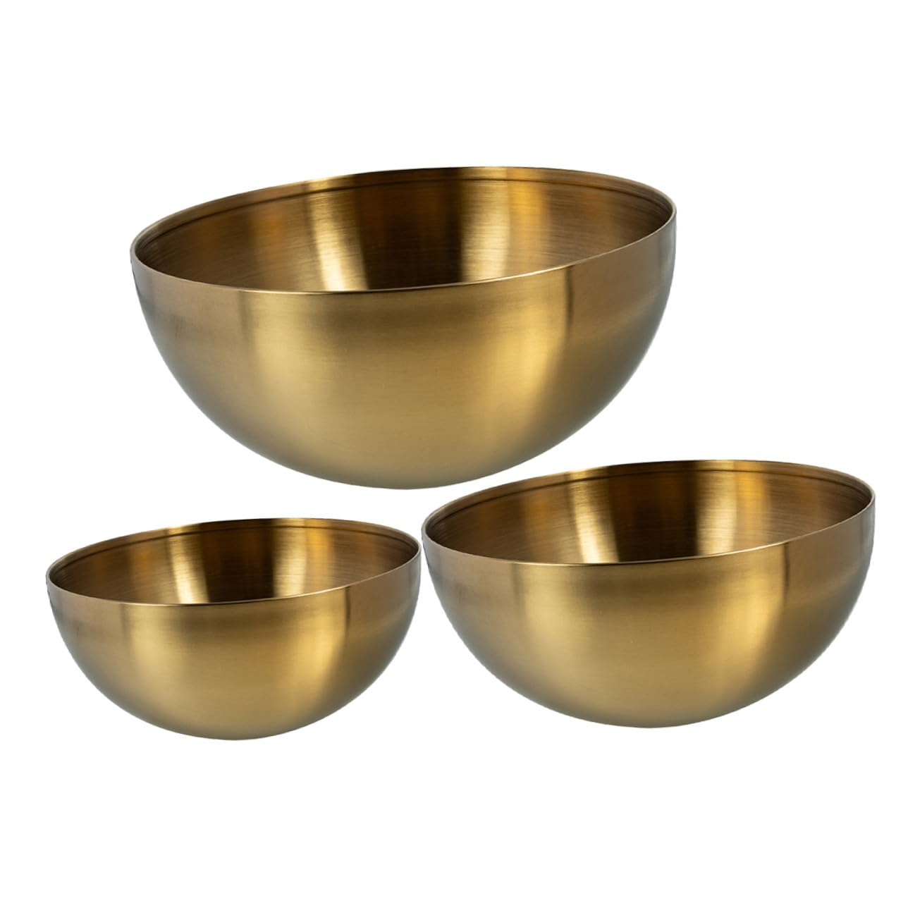 Lot de 3 bols à nouilles dorés en acier inoxydable saladiers empilables
