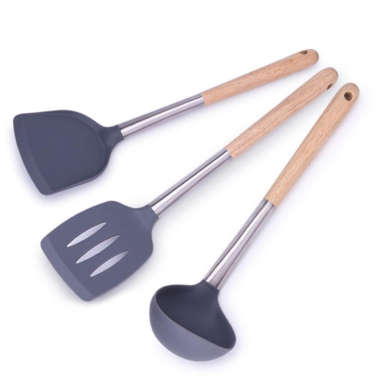 Alipis 3 Pz Cucchiaio in Silicone Da Minestra in Acciaio Inox Da Cucina in Silicone Cucchiaio Per Servire Il Cibo Di Suite Acciaio Inossidabile