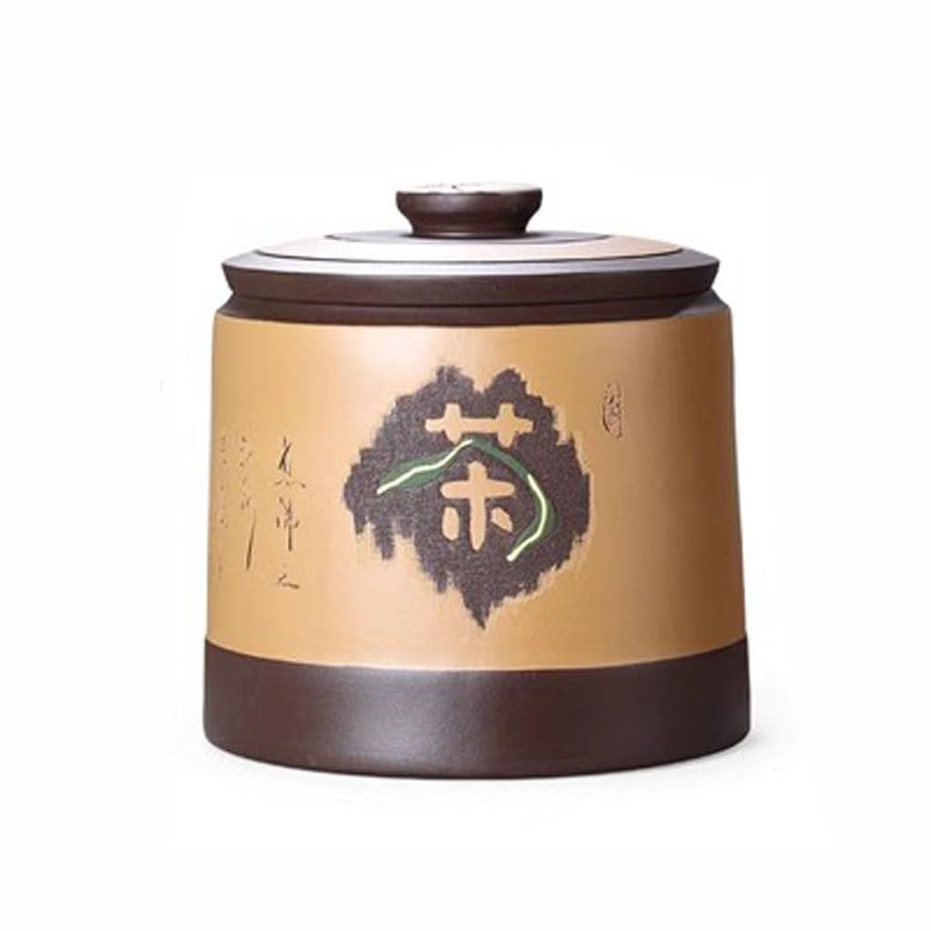 Lata de té Caja de Pastel té, Tarro for Almacenamiento Pasteles, Olla Arcilla púrpura Amarilla cerámica Carrito de té(A)