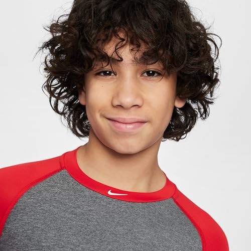 Nike Pro Big Kids' Dri-FIT 3/4-Sleeve Top (University Red/Dark Grey Heather/White, HF4360-657)3