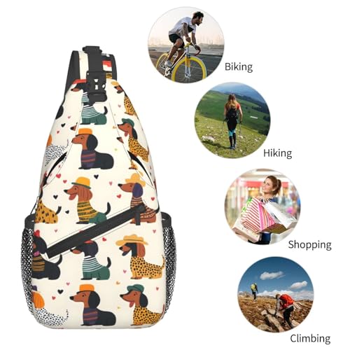 Sac à bandoulière teckel coloré imprimé pour homme et femme voyage - 7
