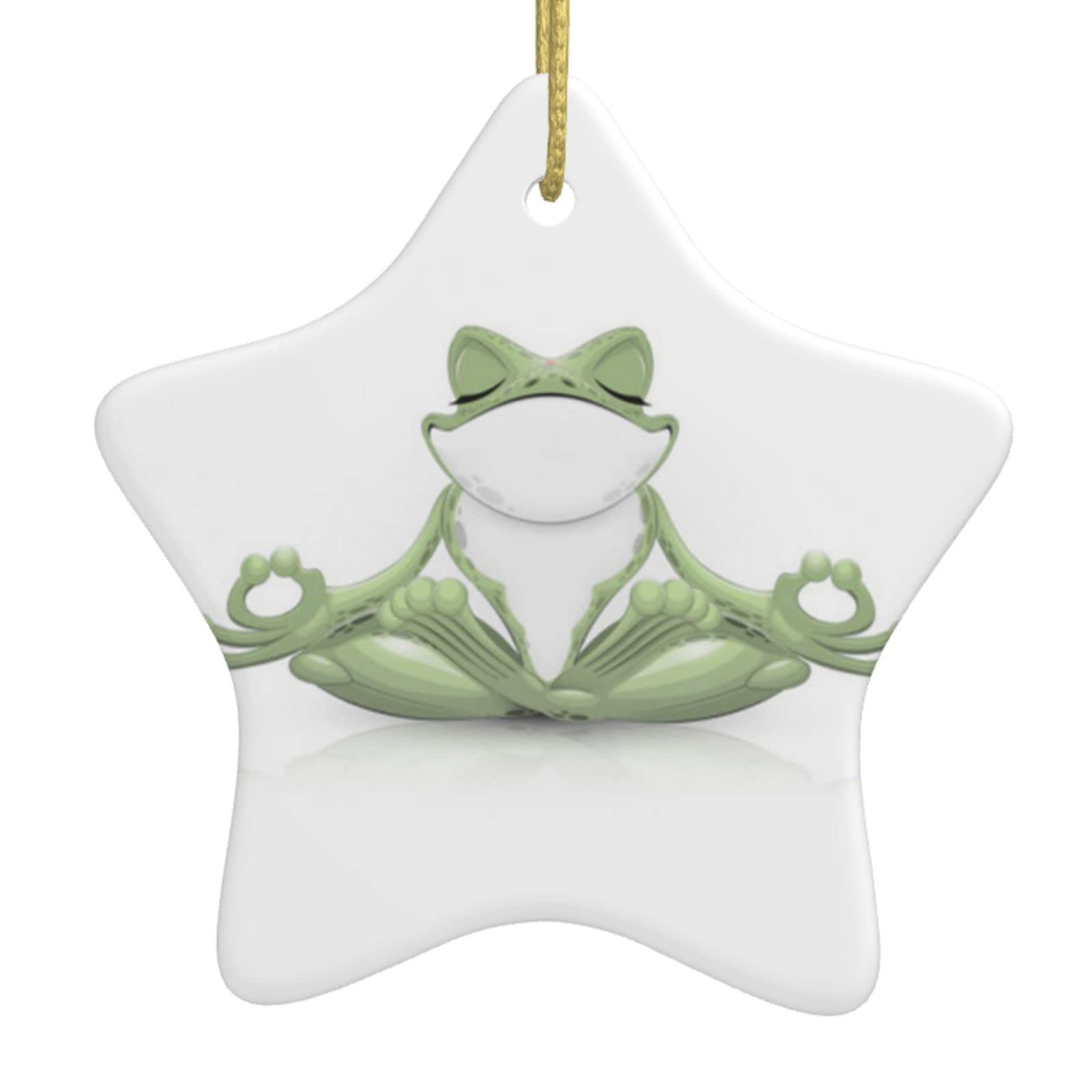 Christmas Ornaments For Tree Decoration Funny Frog Doing Yoga White Ceramic Hanging Xmas Tree Decorations Bauble Home Decor (Star Shaped)