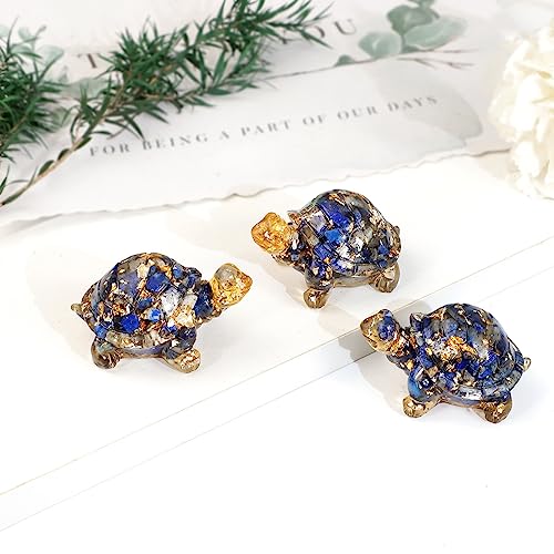 mookaitedecor Set of 2 Resin Lapis Lazuli Crystal Turtle Tortoise Ornament Home Desk Decor - Image 4