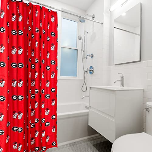 Image of College Covers Everything Comfy Georgia Bulldogs Bright and Colorful Shower Curtain Cover 70 inch x 72 inch