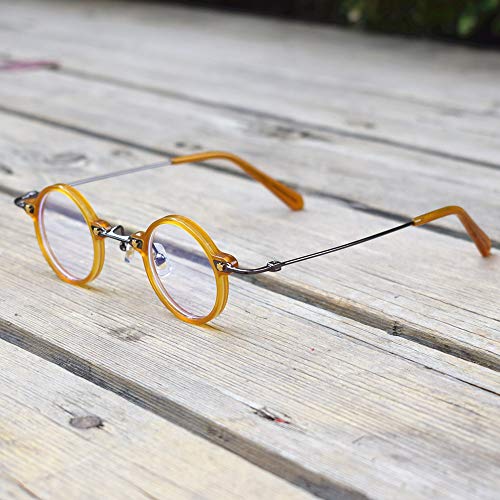 Image of Blue Light Blocking Glasses Computer Game Vintage Small Round Acetate Eyeglasses Frames