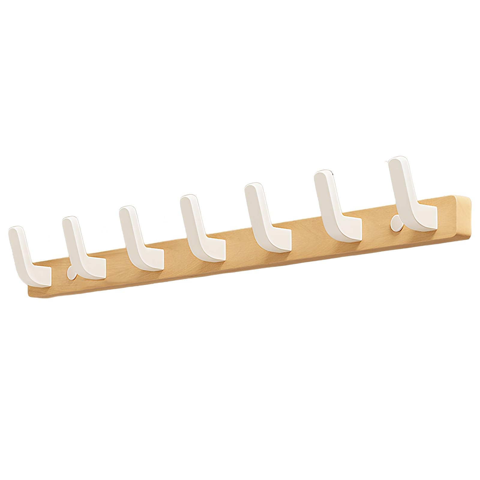 XUQQU Wall Mounted Coat Hooks, Wooden Heavy Duty Coat Rack for Wall, Coat Hanger Hooks for Hanging Coats,Jacket,Hat,Clothes,Brown (Brown)(White,65cm/25.5in)