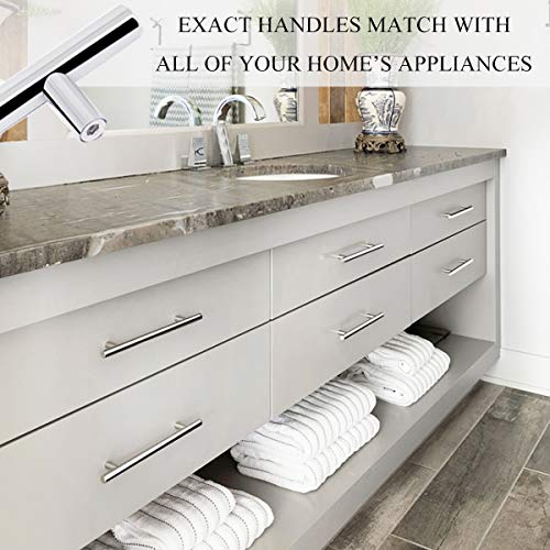 Image of Probrico 20 Pack Polished Chrome Cabinet Handles 3-1 /2 Inch Hole Centers T Bar Stainless Steel Drawer Dresser Pulls, 90mm Cabinet Pulls Kitchen Hardware Bathroom Handles