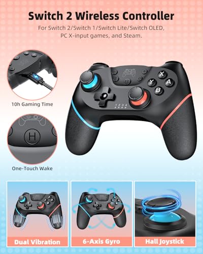 Kit 17 en 1 Switch 2 Pro avec manette et sac pour console Nintendo