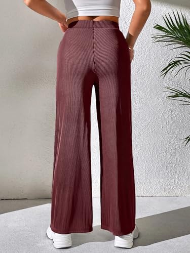 Image of Preneum Women High Waist Korean Wide Leg Trousers, Loose Fit Casual Lounge Pants, Travel, Office & Streetwear Comfortable Stylish Bottom Wear (Available Plus Size)
