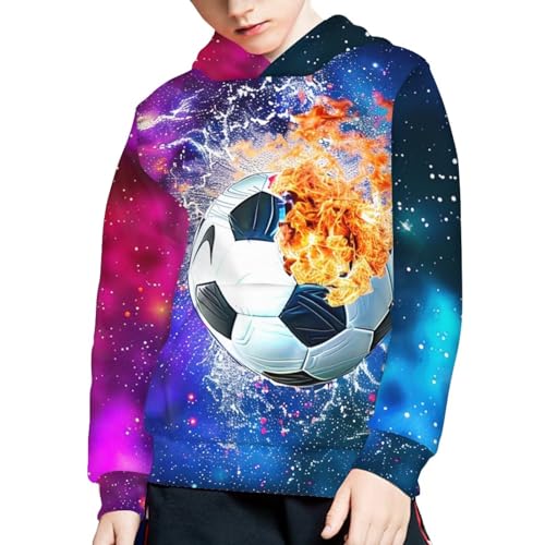 Image of WELLFLYHOM Boys Hooded Sweatshirts Hoodie Pullover Cool Graphic Crewneck Blouses Size 6-16