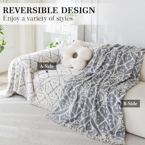jianyana Sofa Covers Soft Durable Reversible Chenille Sofa Slipcover Couch Covers Modern Plaid Universal Furniture Protector for 1 2 3 4 Seater Sofa Loveseat L-shape Corner Futon Sofas - Image 3