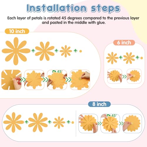 Image of MotiMind 18 Pcs Paper Flowers Decorations for Wall DIY Flower Bulletin Board 3D Paper Floral Backdrop Decoration Photo Backdrop Classroom Back to School Birthday Party(Macaron Color,6 inch 8 inch 10 inch)