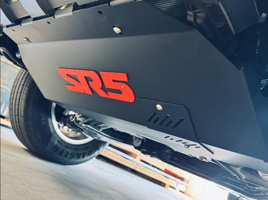 APC21 " SR5 " Custom Skid Plate, Compatible With Toyota Tacoma 24-25 2WD & 4WD - Fits Gas Models Only. Easy Oil Filter Access, Black With Red Emblem, *NOW WITH SUPER DURABLE POWDER COATING*