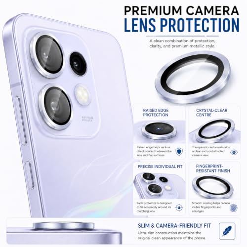 Image of FIRST MART Pink Camera Ring Guard Protector for Oppo Reno 16 | Tempered Glass with Metal Alloy Rings, HD Clear, Scratch Resistant, Case-Friendly | Pack of 1