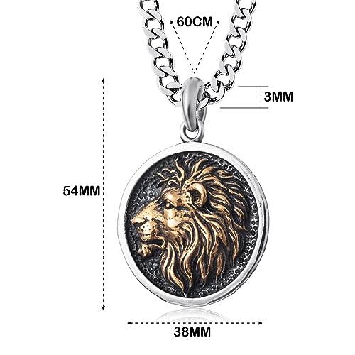 Wolf/Lion/Snake/Eagle/Bull/Crow Necklace for Men Gothic Punk Biker Animal Pendant Necklace Jewelry for Men Boys 60cm4
