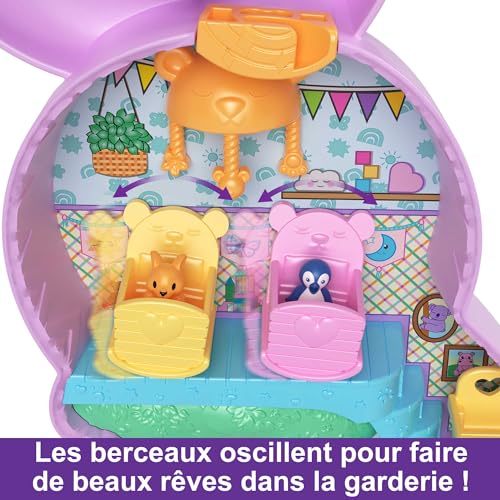 Polly Pocket Mini-Univers Coffret Famille Kangourous À Poche 2 en 1 avec 2 Mini-Figurines Et Accessoires, Jouets De Voyage, Jouet Enfant, Dès 4 Ans, HKV50