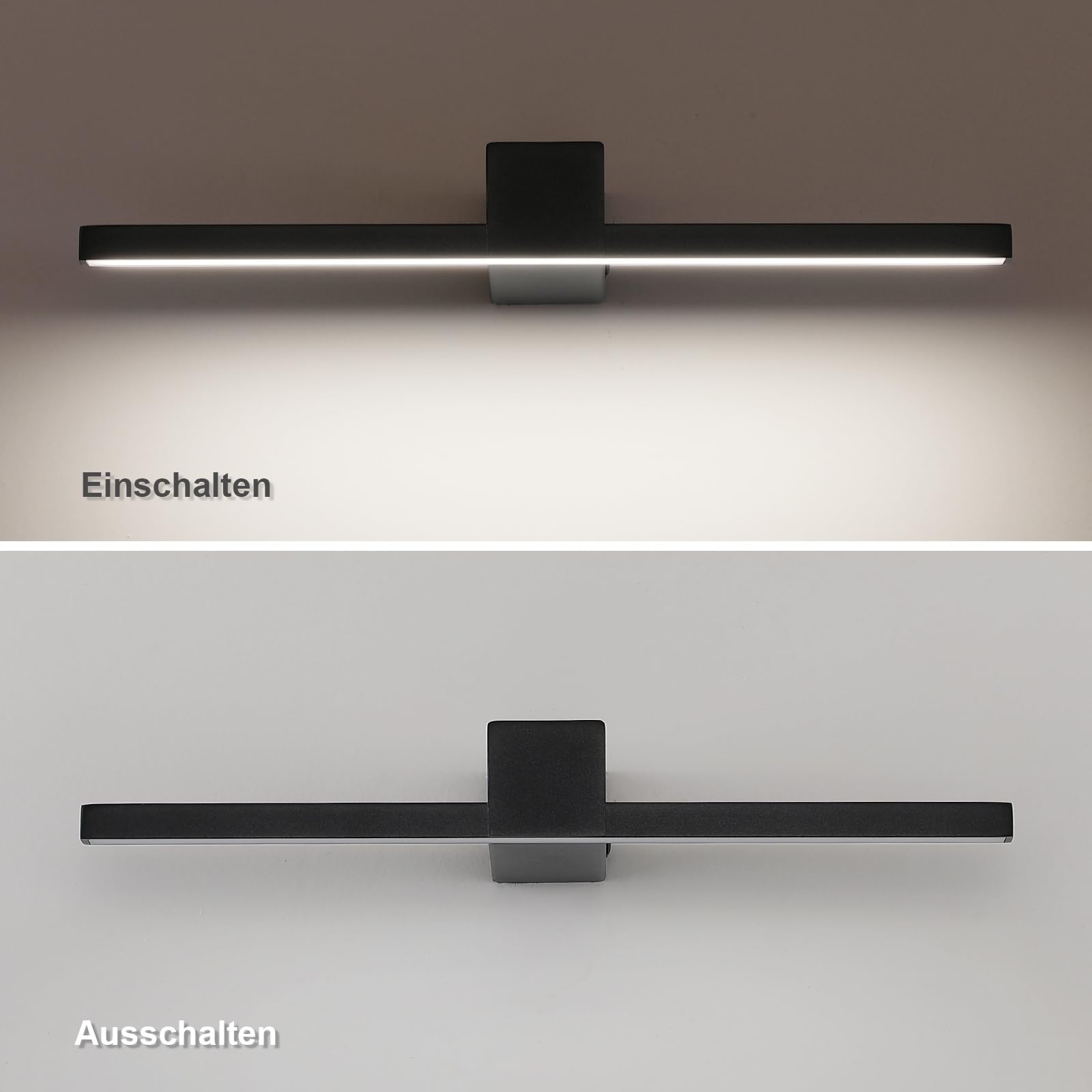 LED Spiegelleuchte Badezimmer 40cm, Badbeleuchtung IP20, 12W 960 Lumen, Badleuchte Aluminium, Neutrales Licht 4000K, Schwarz (Schwarz, 40cm)