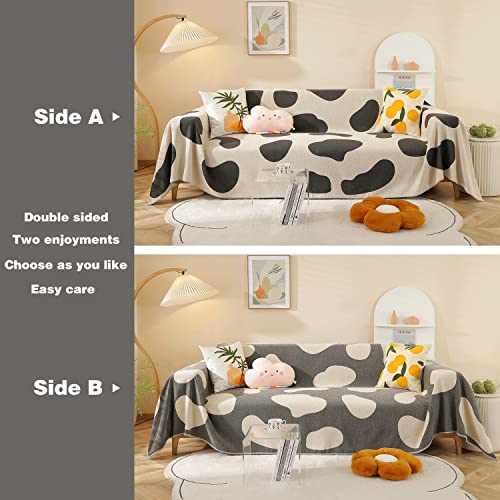 Cow Print Sofa Cover - Couch Protector For Dogs And Pets, Furniture Cover For Couches And Sofas, Machine Washable (Black) #TOP1