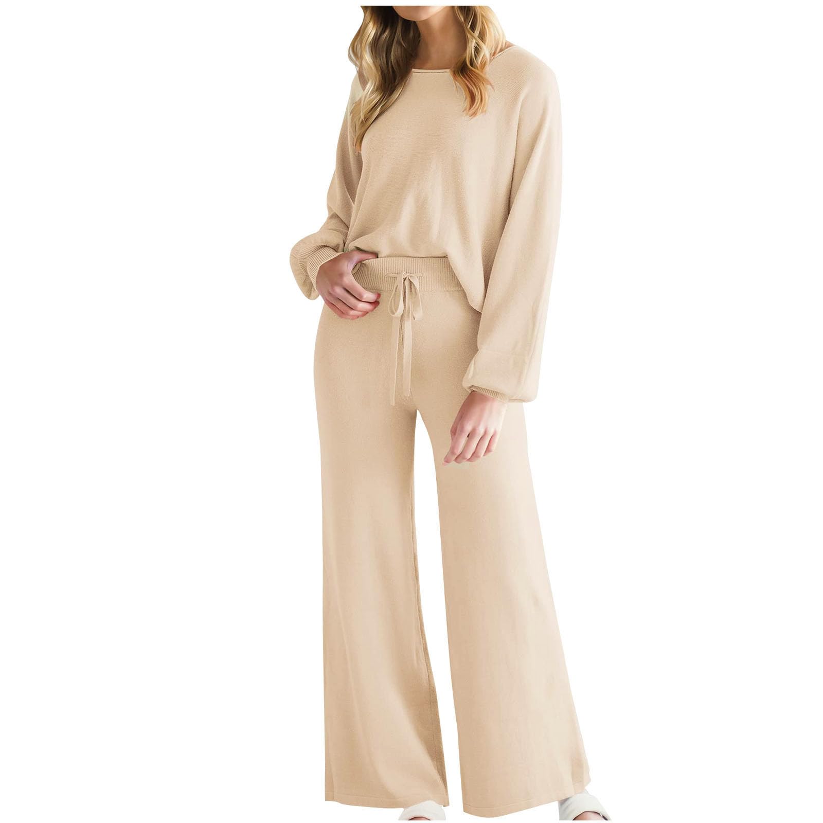 SriperLoungewear Sets for Women 2 Piece Loose Oversized Pullover Tops Elastic Waist Wide Leg Pants Set Women Track Suit