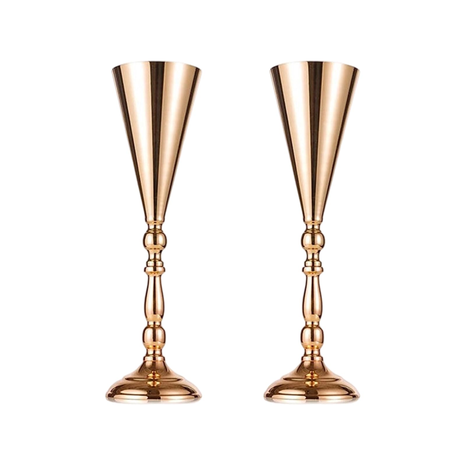 2Pcs Tabletop Metal Wedding Flower Trumpets Vases Table Decorative Centerpieces Artificial Arrangements Metal Vases