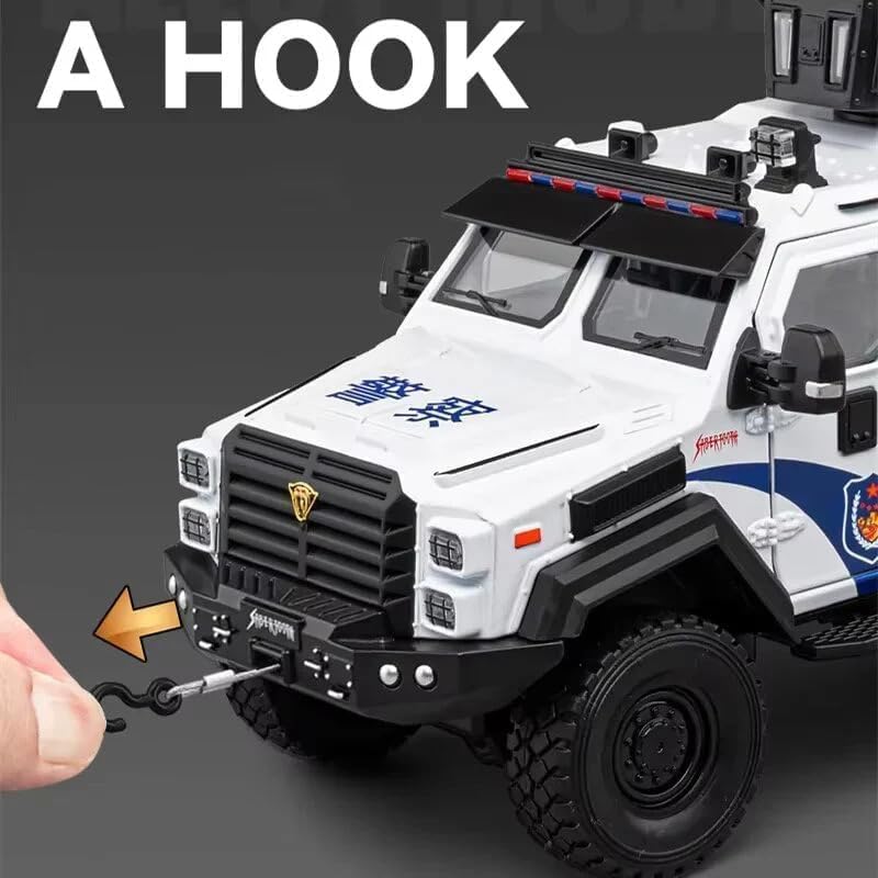 Image of WORSHIPER 1:24 Scale Ford F550 Modified Police Exclusive Alloy Metal Pull Back DieCast Car Model with Sound & Light Mini Auto Toy for Kids Metal Model Toy Car
