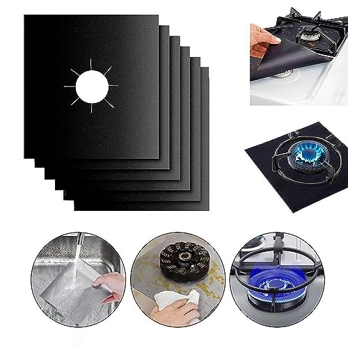 VATTU 4 cubiertas para quemador de estufa, cocina de gas reutilizable, protector de quemador para cocina, tapete limpio, cubierta de estufa de doble grosor para cocina rápida