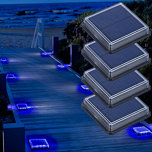Lacasa Blue Solar Deck Lights 4 Pack, Dusk to Dawn Large Battery Step Lights, Big Solar Powered Waterproof Dock Lights, LED Solar Lights Outdoor Garden Stair Driveway Walkway Pathway Warning Lamp Lacasa Blue Solar Deck Lights 4 Pack, Dusk to Dawn Large Battery Step Lights, Big Solar Powered Waterproof Dock Lights, LED Solar Lights Outdoor Garden Stair Driveway Walkway Pathway Warning Lamp