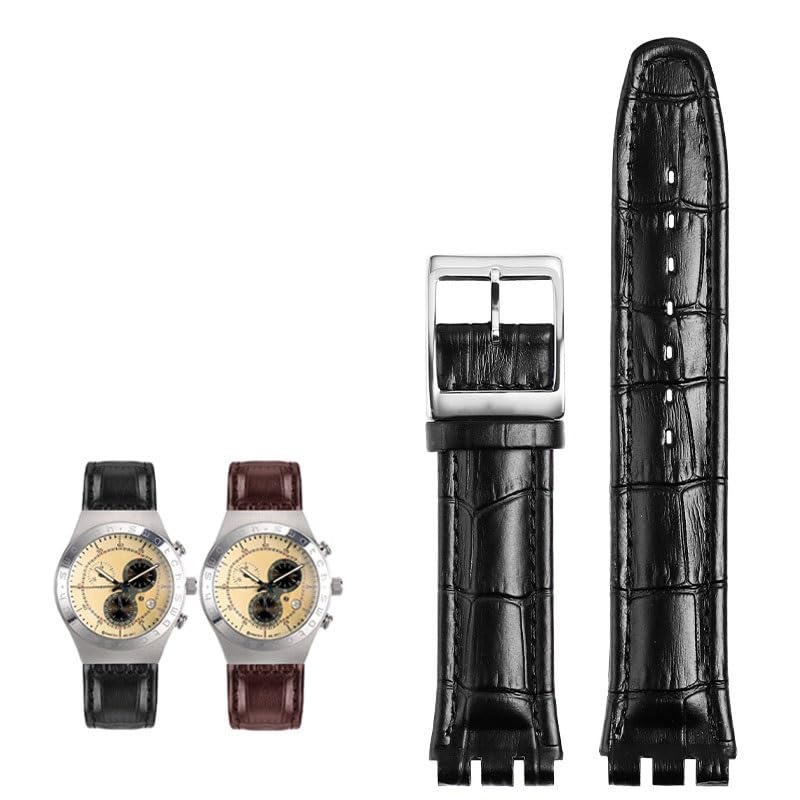Bracelet montre Swatch cuir véritable 19mm anti-usure