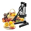 DAWOO Handmatige citruspers, professionele citruspers, roestvrij staal, handmatige sinaasappelpers, hoogwaardige citruspers, sinaasappelsap- en limoenpers (zwart)