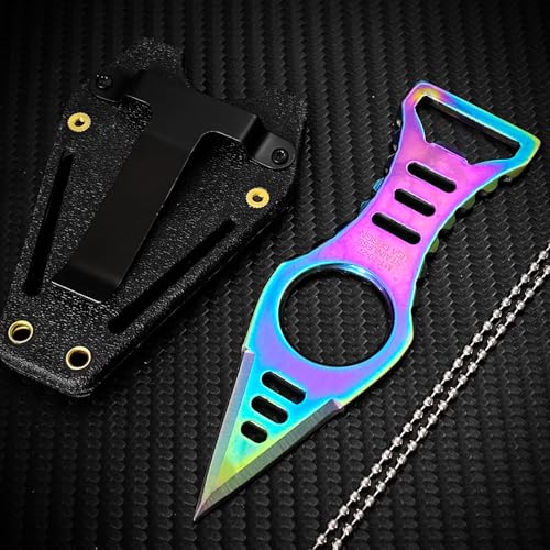 Image of Neck Knife with Sheath and Necklace, Mini Fixed Blade Knife Necklace for Men, Ultra Small Pocket Knife EDC Tools Cool Gadgets for Camping, Backpacking, Hiking, Survival