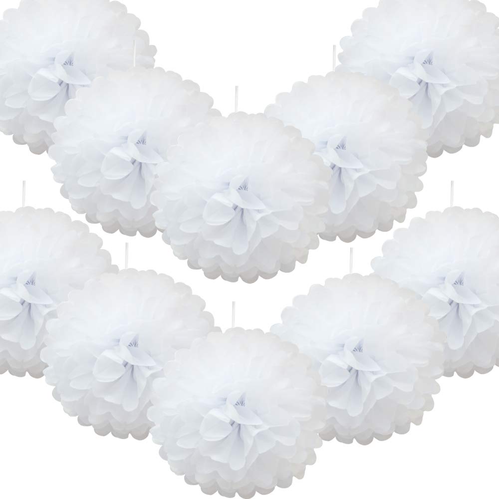 Time To Sparkle White 10 Pack Tissue Paper Pompoms Pom Poms Flower Handmade Wedding Party Decorations Balls | 12"(30Cm) |
