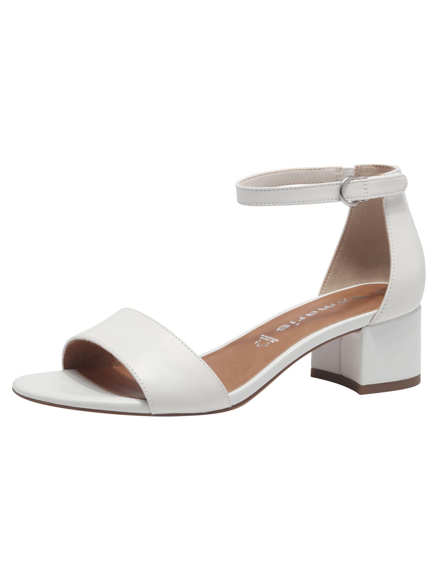Tamaris Women's Block Heel Sandals, White, 6.5 UK