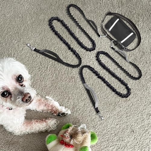 Yulokdwi Hund Zugseil - Reflektierendes Zuggeschirr Mit Bauchtasche Für Laufen Urban Travel Radfahren,Reflektierende Hundeleine Für Jogging, Wanderungen, Outdoor-Aktivitäten Und Camping