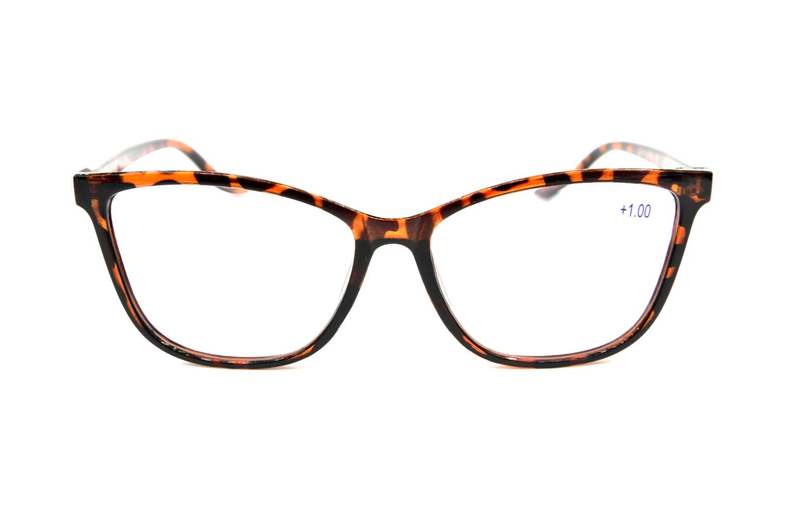 Fads & Fashions Unisex Tortoise Stylish Cat Eye Reading Glasses Retro 1950/60S Metal Hinges Dx63 (, +1.0)