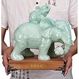 FEIYIYANG Sculpture Decor Elephant Statue Jade Stone Desk Decor Home Decoration Furnishing Office De