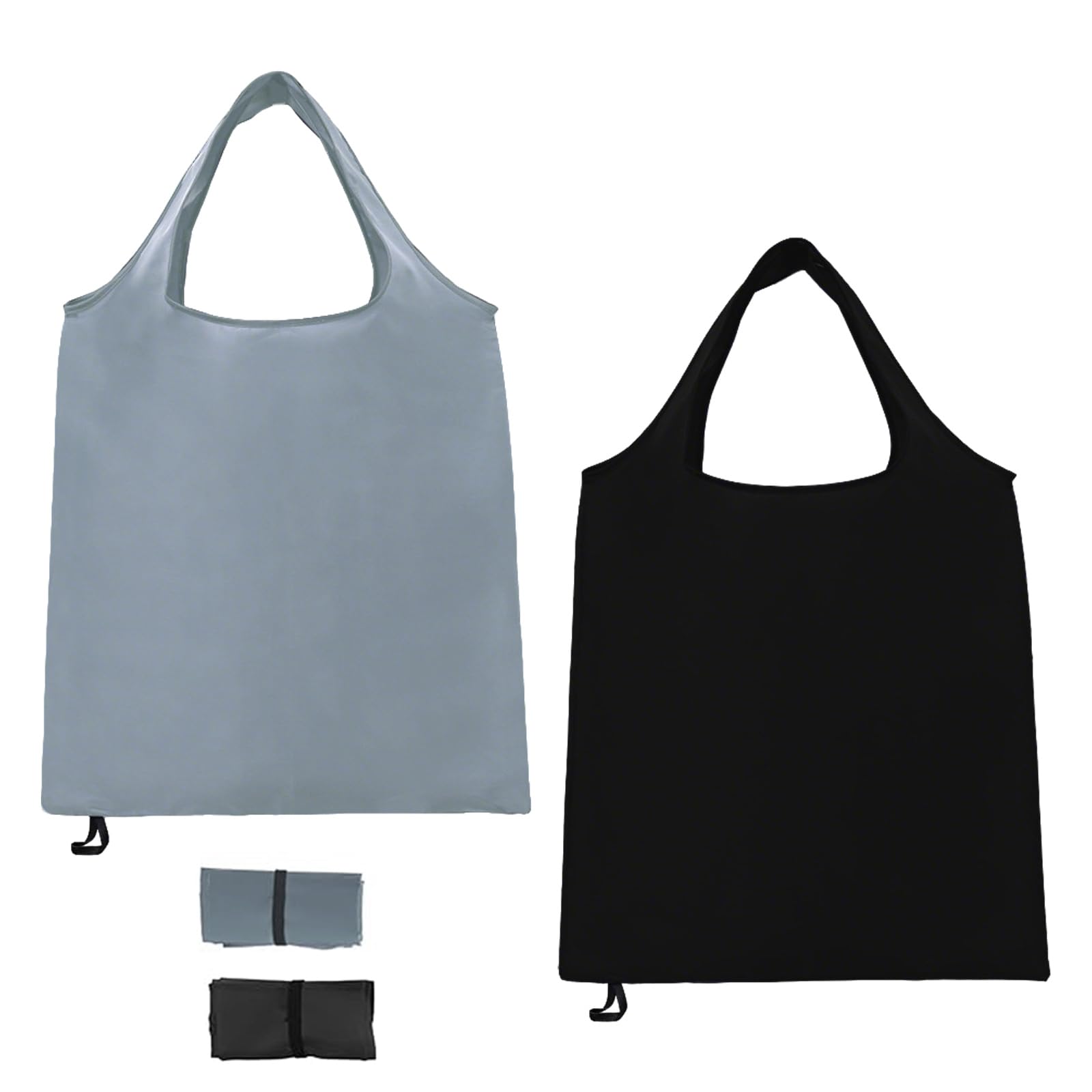 LKTFATD 2 PCS Small Grocery Bag,Reusable Shopping Bag, Fold up Shopping Bag Canvas Tote Bag, Resable Foldable Shopping Bag,Storage Black and Grey Folding in a Pouch Washable Grocery Bags