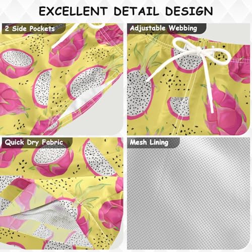 Dragon Fruits Boys Swim Trunks Summer Drawstring Toddler Watercolor Swim Board Shorts Boys Bathing Suit Beach Vacation 4 Multi3