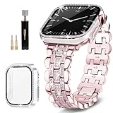 beu1st Bling Bands kompatibel mit Apple Watch Armband 38 mm, 40 mm, 41 mm, für Damen, Diamantschmuck, Ersatz-Metallarmband, glänzendes Armband mit Kristallschutz, für iWatch Serie 9/8/7/6/5/4/SE