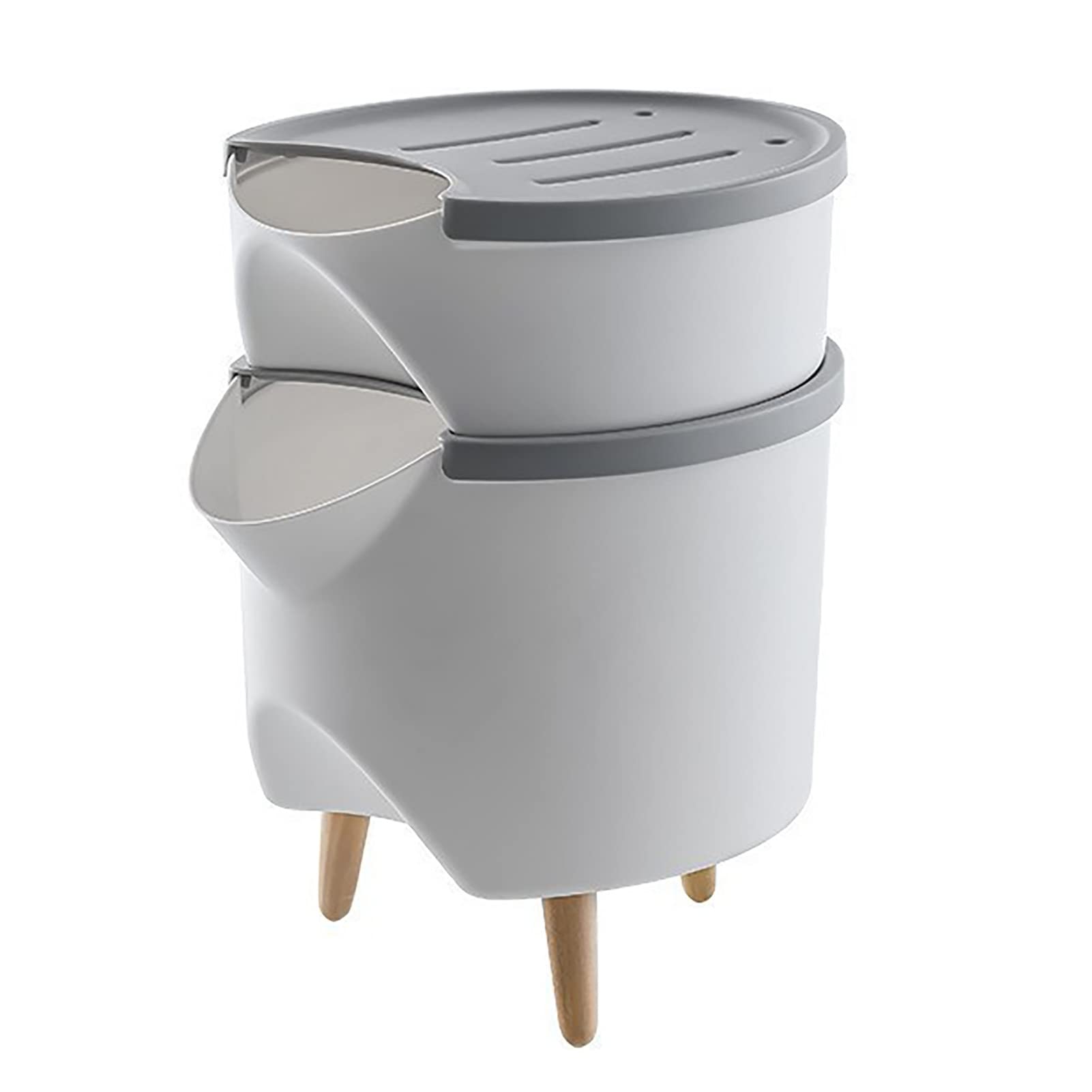 Cubo de basura multiusos doméstico con sistema vertical de reciclaje