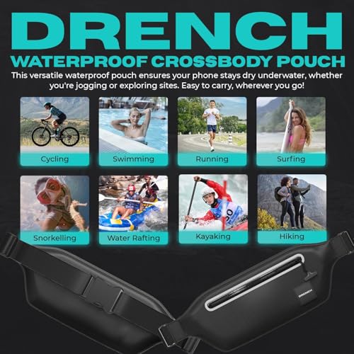 Image of Drench Waterproof Waist Pouch with Floating Waterproof Phone Case | Submersible Dry Bag Fanny Pack | Phone Holder for Swimming, Boating, SUP, Snorkeling | IPX8 Floating Phone Pouch Included