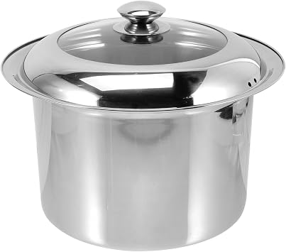 FRCOLOR Stainless Steel Spittoon with Lid Adult Chamber Pot and Covered Night Urinal for Home Use 11.02 X 10.23 X 6.29 in Portable Bedside Urinal for Elderly Kids and Patients