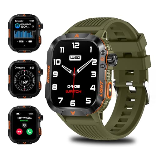 QTLLBT Men's Military Smart Watch HD LED Altimeter Barometer...