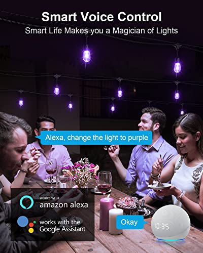 Xmcosy+ Patio Lights, 49Ft Smart Outdoor String Lights Rgbw, 15 Led Bulbs, App & Wifi Control, Compatible With Alexa, Ip65 Waterproof String Lights For Outside, Color Changing Outdoor Patio Lights #TOP1